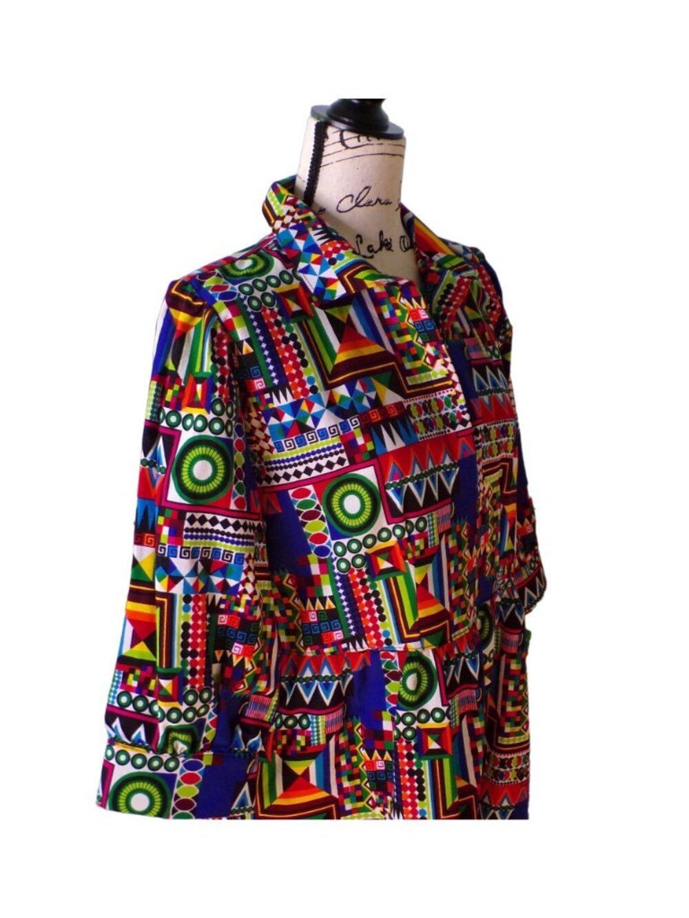 🆕 The Oula Company Geometric Print Cotton Dress Pockets Small - Picture 10 of 16